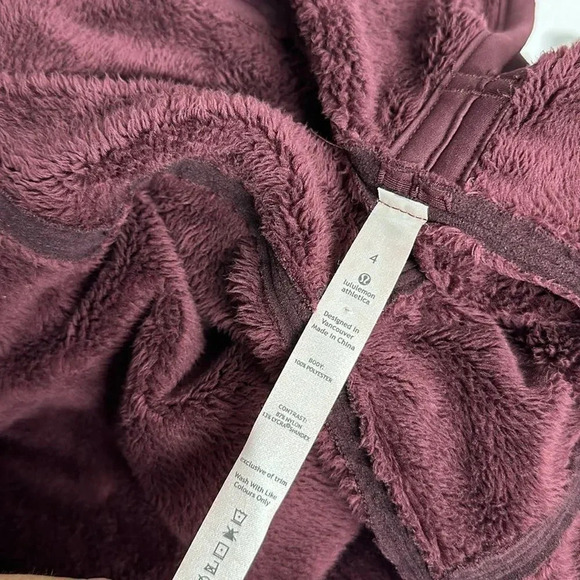 Lululemon Presence Of Mind Jacket Velvet Sherpa Bordeaux Maroon Red Drama Size 4 - Picture 10 of 11